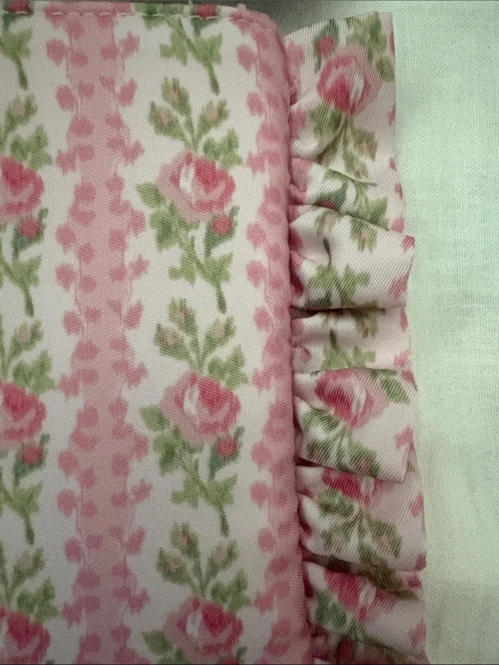 LoveShackFancy Pink Floral Ruffle Cosmetic Pouch